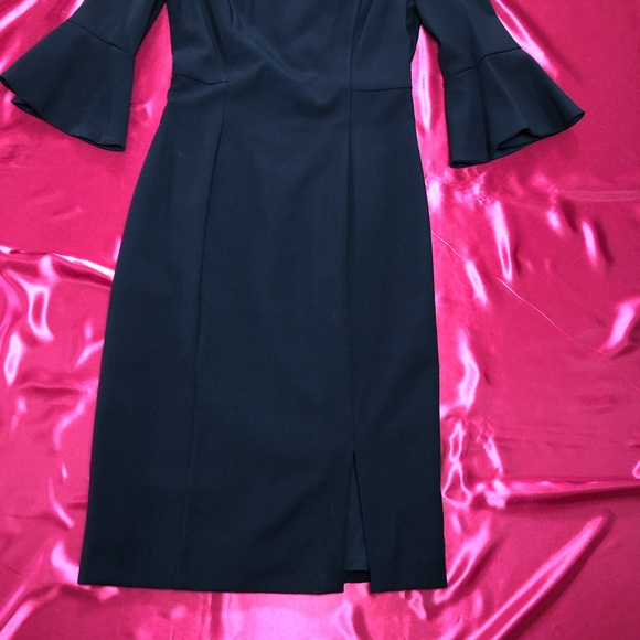 ⭐️NEW⭐️White House Black Market (WHBM) Black 3/4 Bell Sleeve Sheath Dress - Picture 4 of 11